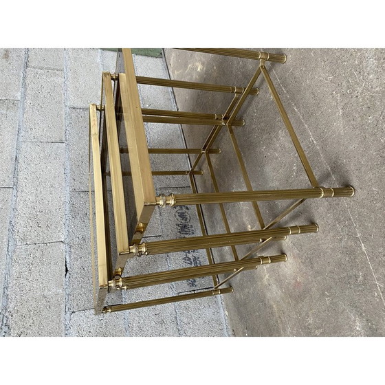 Image 1 of Tables gigognes vintage en laiton, Maison Jansen 1970