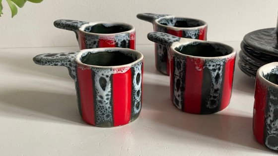 Image 1 of 6 Tasses Et Soucoupes Céramiques D'Art Luc Vallauris Vintage
