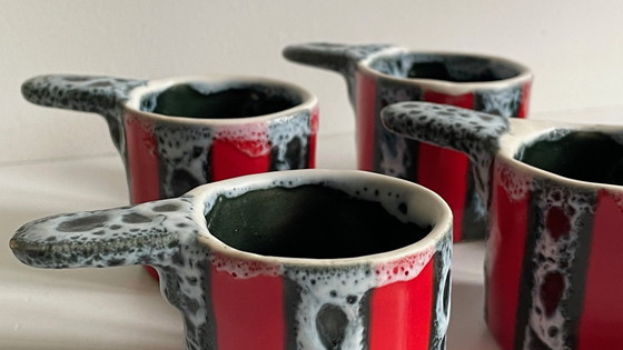 Image 1 of 6 Tasses Et Soucoupes Céramiques D'Art Luc Vallauris Vintage