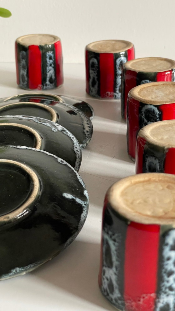 Image 1 of 6 Tasses Et Soucoupes Céramiques D'Art Luc Vallauris Vintage