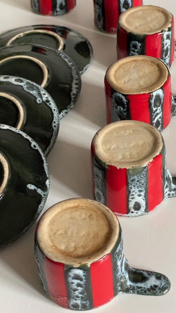 Image 1 of 6 Tasses Et Soucoupes Céramiques D'Art Luc Vallauris Vintage