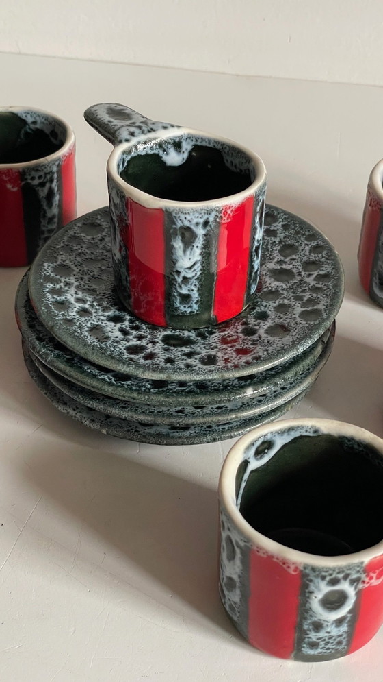 Image 1 of 6 Tasses Et Soucoupes Céramiques D'Art Luc Vallauris Vintage