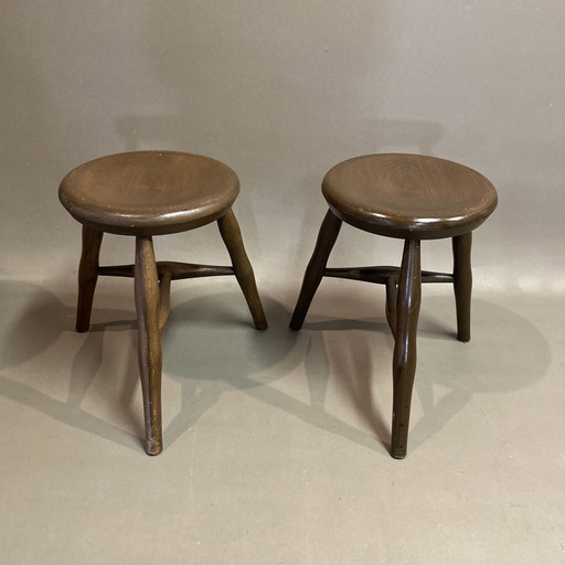 Duo de Tabourets d'Époque Tripode