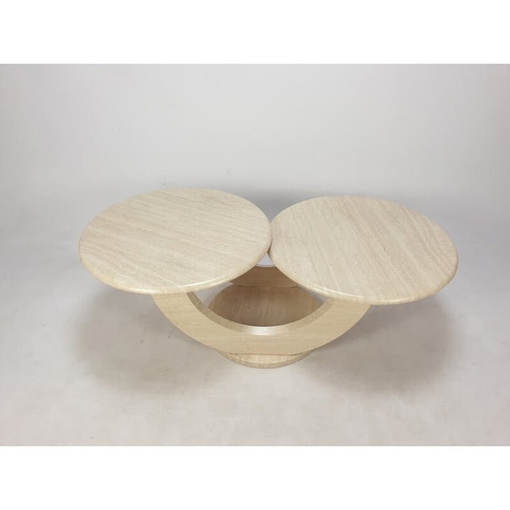 Image 1 of Table basse vintage en travertin, Italie 1980