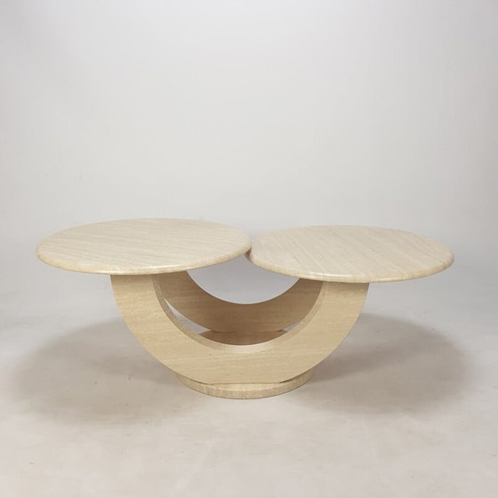 Image 1 of Table basse vintage en travertin, Italie 1980
