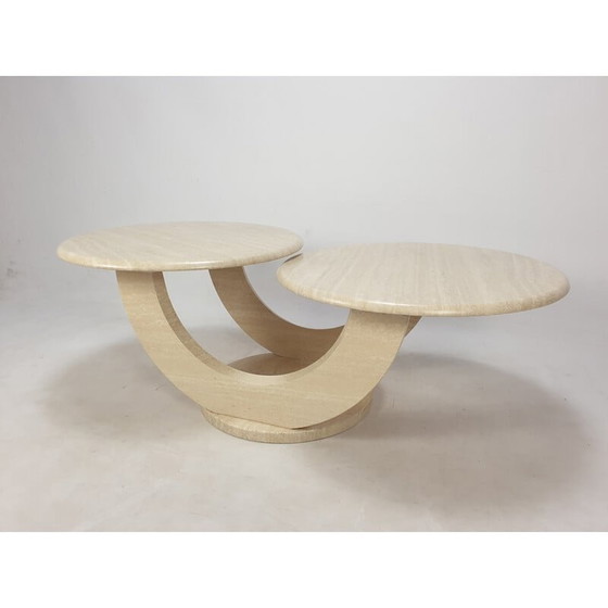 Image 1 of Table basse vintage en travertin, Italie 1980