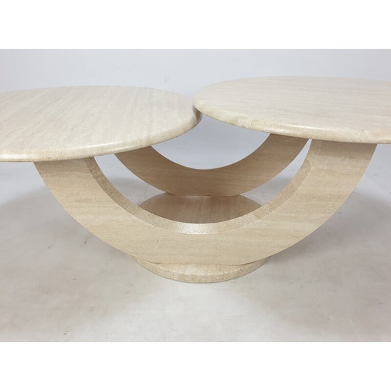 Image 1 of Table basse vintage en travertin, Italie 1980