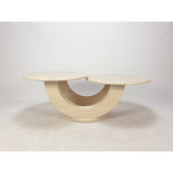 Image 1 of Table basse vintage en travertin, Italie 1980