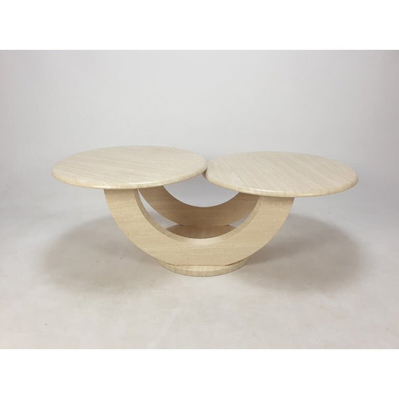 Image 1 of Table basse vintage en travertin, Italie 1980