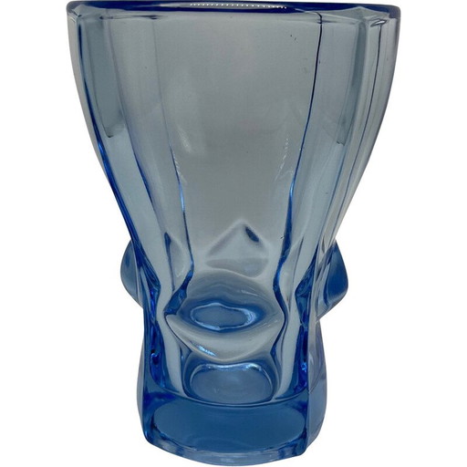 Vase vintage en verre bleu, 1950