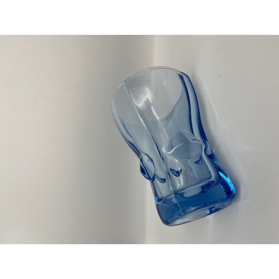 Image 1 of Vase vintage en verre bleu, 1950