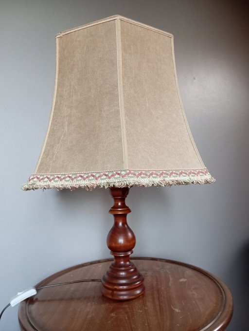 Lampe De Salon Rustique Chic Bois Tourné Abat Jour Pagode 