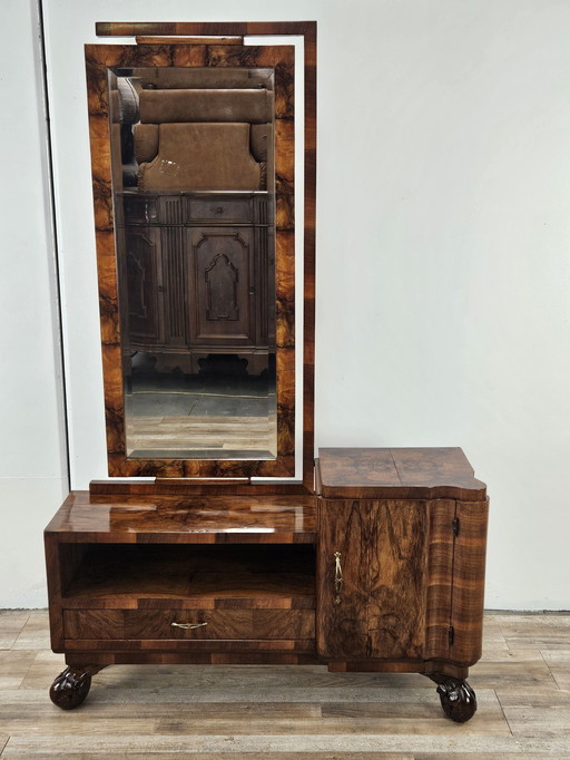 Console Briar avec miroir Art Decò