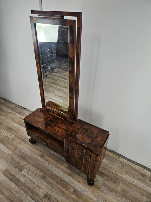 Console Briar avec miroir Art Decò