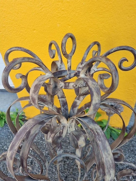 Image 1 of Lustre Bougeoirs Fer Frappé Et Forgé