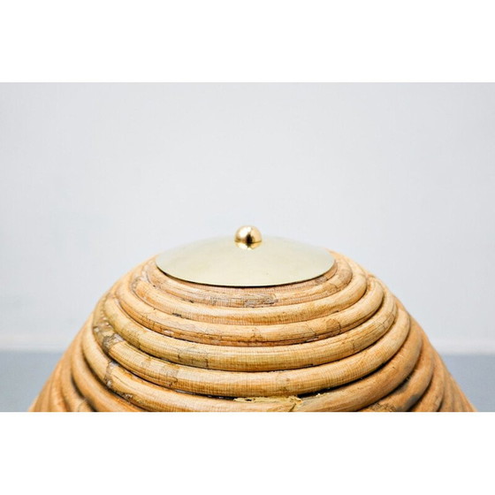 Image 1 of Paire de lampes de table vintage en laiton et bambou, Italie