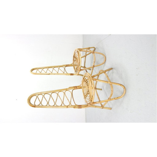 Paire de chaises en bambou vintage attribuées à Eddie Hoekstra, 1960