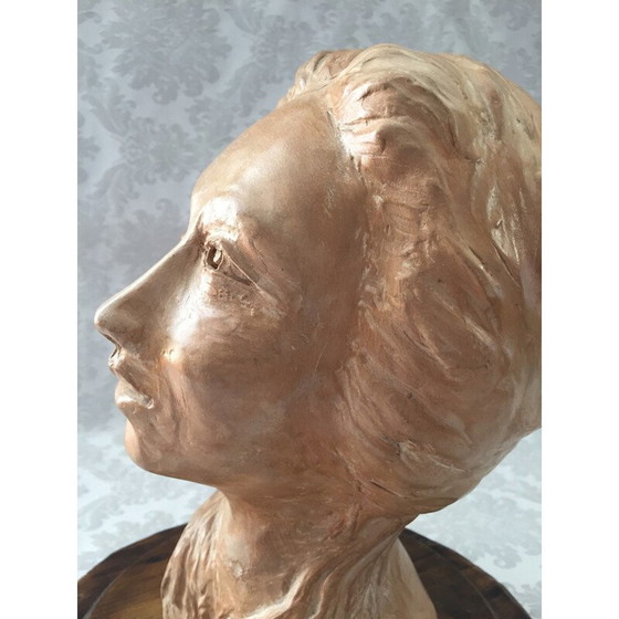 Image 1 of Sculpture vintage en argile "Buste de femme", années 1950