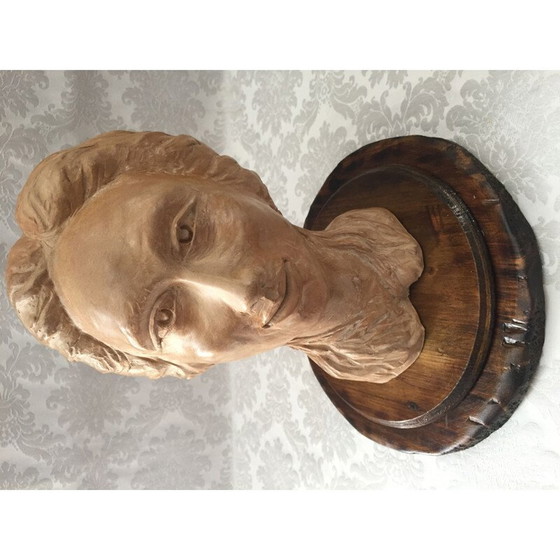 Image 1 of Sculpture vintage en argile "Buste de femme", années 1950