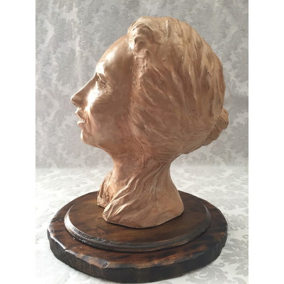 Image 1 of Sculpture vintage en argile "Buste de femme", années 1950