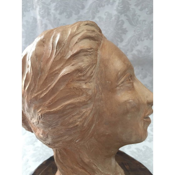 Image 1 of Sculpture vintage en argile "Buste de femme", années 1950
