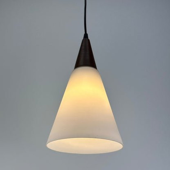 Image 1 of Lampe suspendue Philips - Verre dépoli et bois - 1950