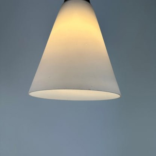 Lampe suspendue Philips - Verre dépoli et bois - 1950