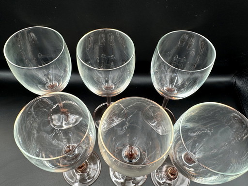 6 x verres à vin Luminarc avec pied rose
