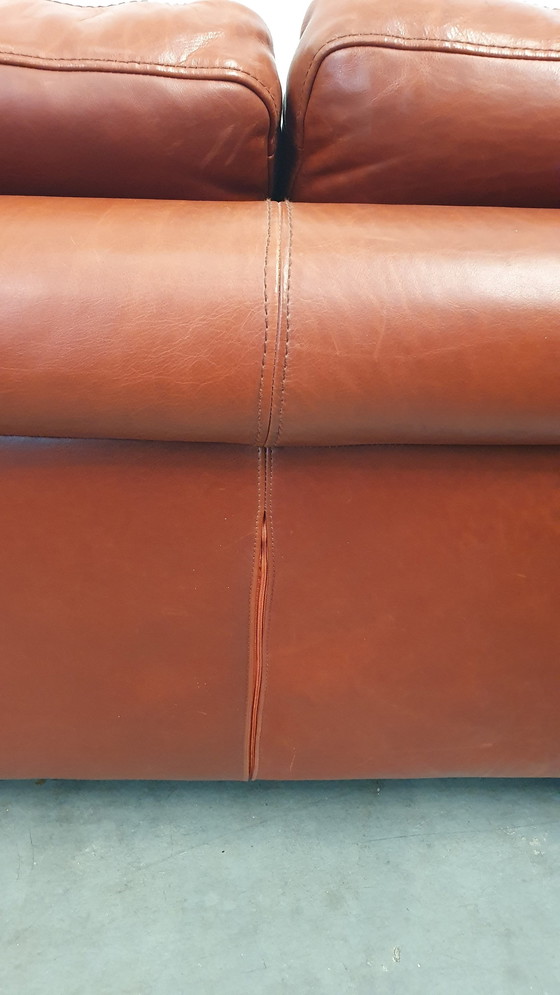 Image 1 of Banc design Machalke en cuir cognac