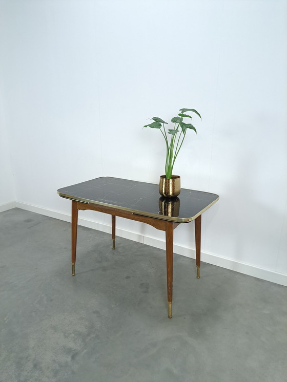 Image 1 of Table extensible et réglable en hauteur avec plateau en verre