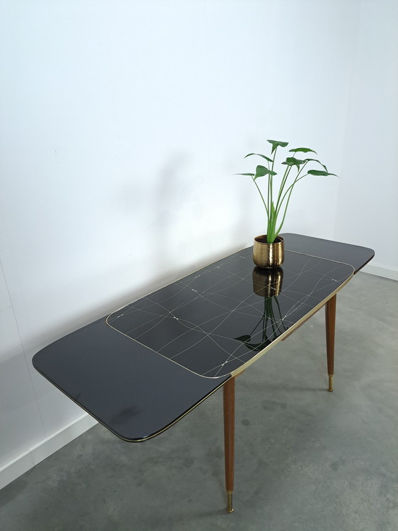 Image 1 of Table extensible et réglable en hauteur avec plateau en verre