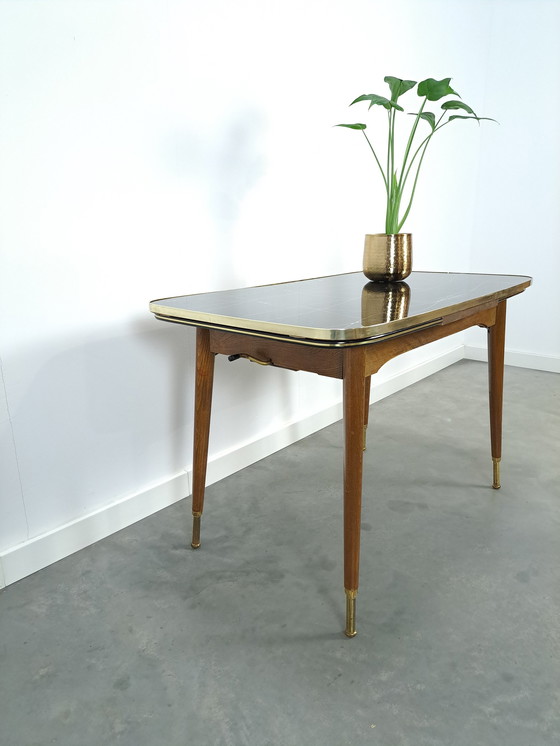 Image 1 of Table extensible et réglable en hauteur avec plateau en verre