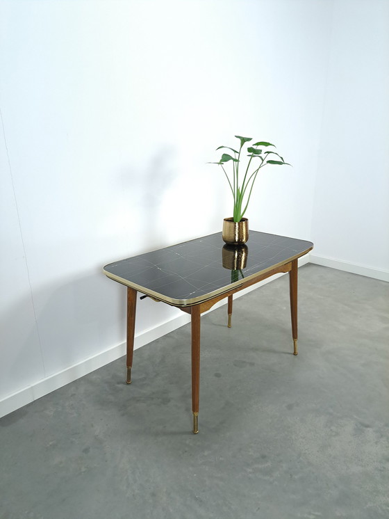 Image 1 of Table extensible et réglable en hauteur avec plateau en verre