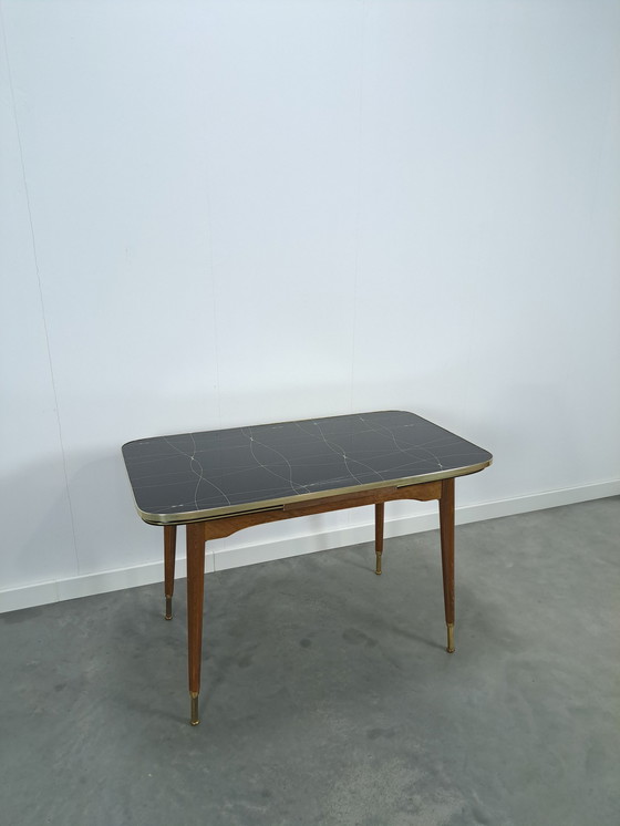 Image 1 of Table extensible et réglable en hauteur avec plateau en verre