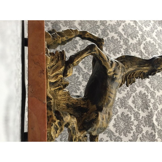 Image 1 of Statue vintage de sculpture de cheval en oxolyte et marbre, 1970