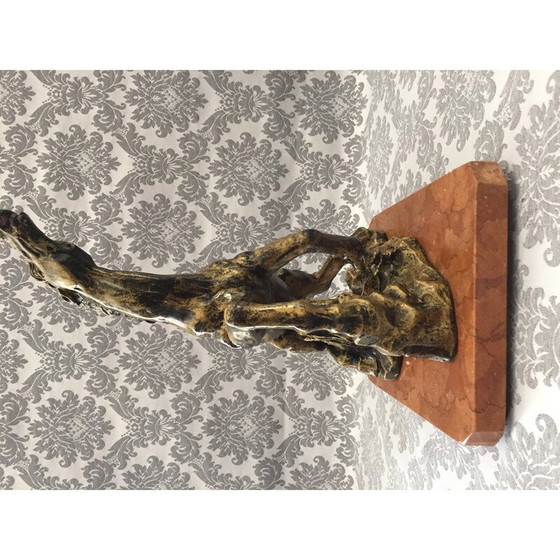 Image 1 of Statue vintage de sculpture de cheval en oxolyte et marbre, 1970