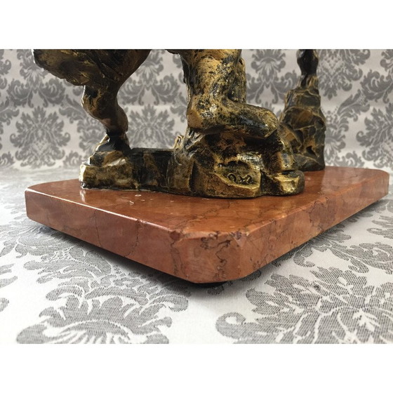 Image 1 of Statue vintage de sculpture de cheval en oxolyte et marbre, 1970