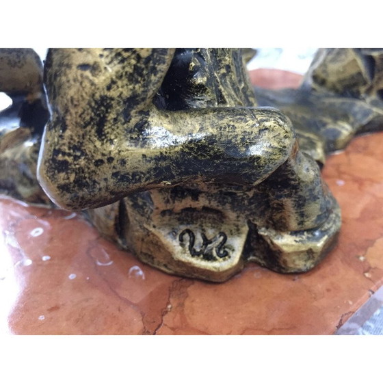 Image 1 of Statue vintage de sculpture de cheval en oxolyte et marbre, 1970