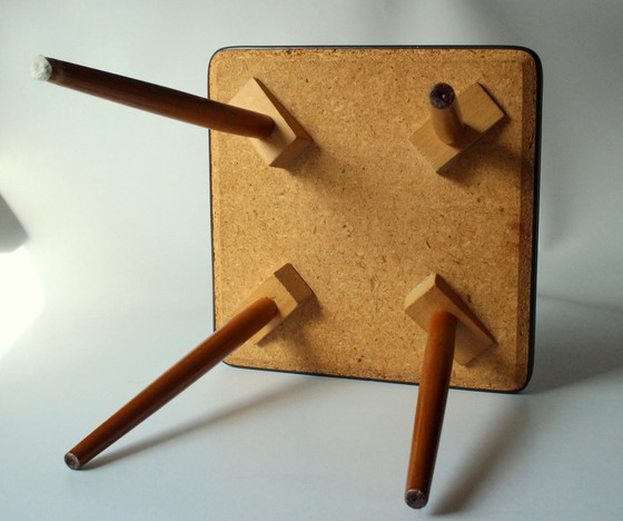 Image 1 of Tabouret à fleurs Rockabilly en bois, vintage des années 1950