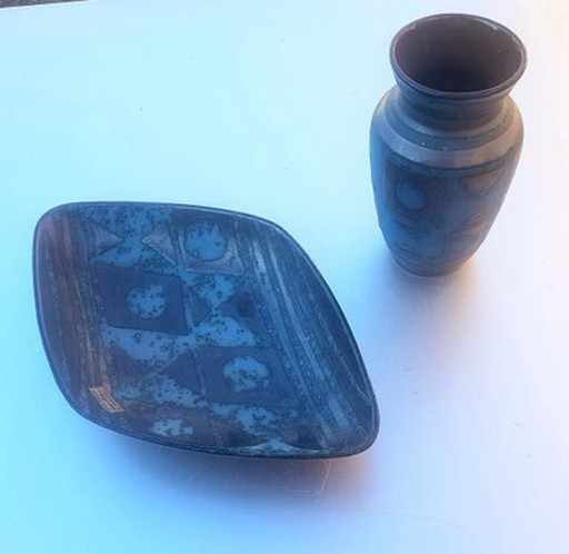 Vase et bol Mid Century Ankara de Carstens Tönnishof, 1960S, ensemble de 2