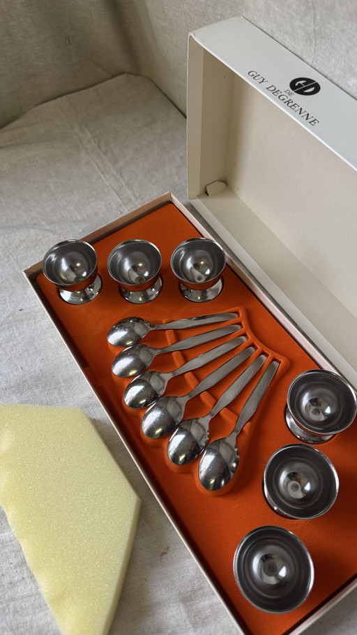 Guy Degrenne Set de 6 coquetiers en acier inoxydable