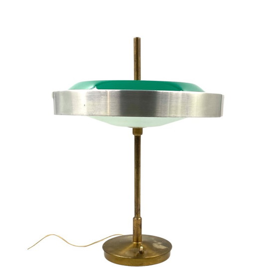 Image 1 of Lampe de table vintage en laiton et verre par Oscar Torlasco pour Lumi, Italie 1960