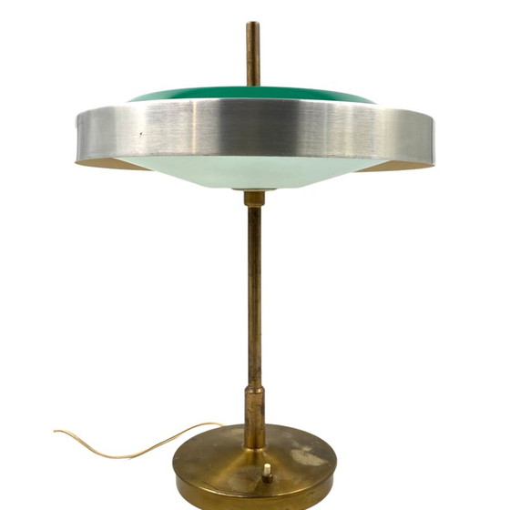 Image 1 of Lampe de table vintage en laiton et verre par Oscar Torlasco pour Lumi, Italie 1960