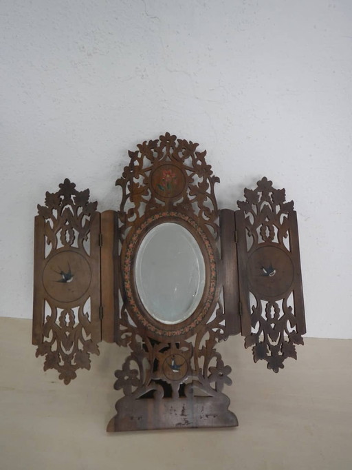 Miroir de maquillage 1930's en Olive 1930