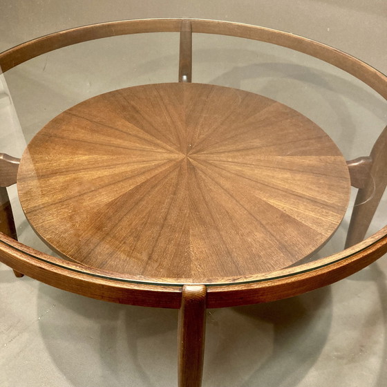 Image 1 of Table Basse Verre Et Teck Design Scandinave 1950.