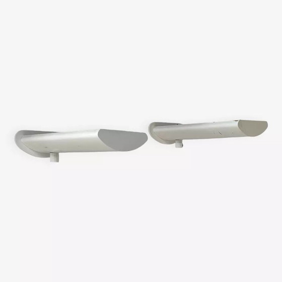 Image 1 of 2X D'Applique Vintage À Intensité Variable, Métal Laqué Blanc, France 1970