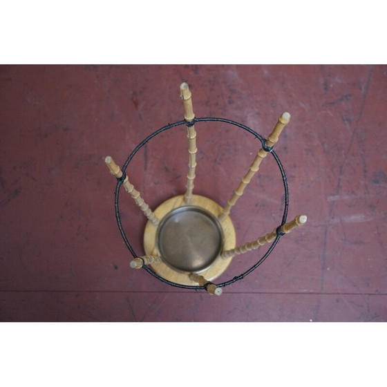Image 1 of Porte-parapluies vintage en fer et bois de bambou, Allemagne 1950