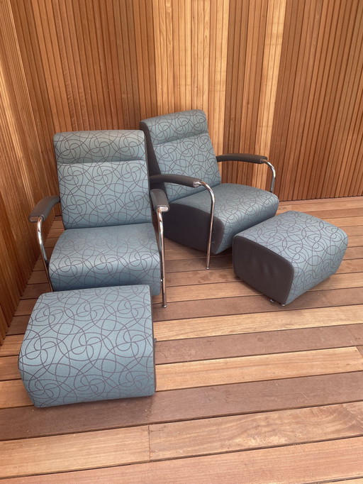 2X Leolux Chair avec 2X Hocker