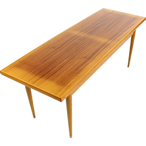 Table basse vintage en acajou et teck, Tchécoslovaquie 1970