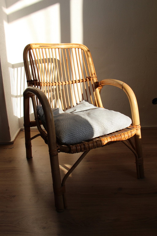 Chaise longue vintage en bambou : Intérieur et extérieur